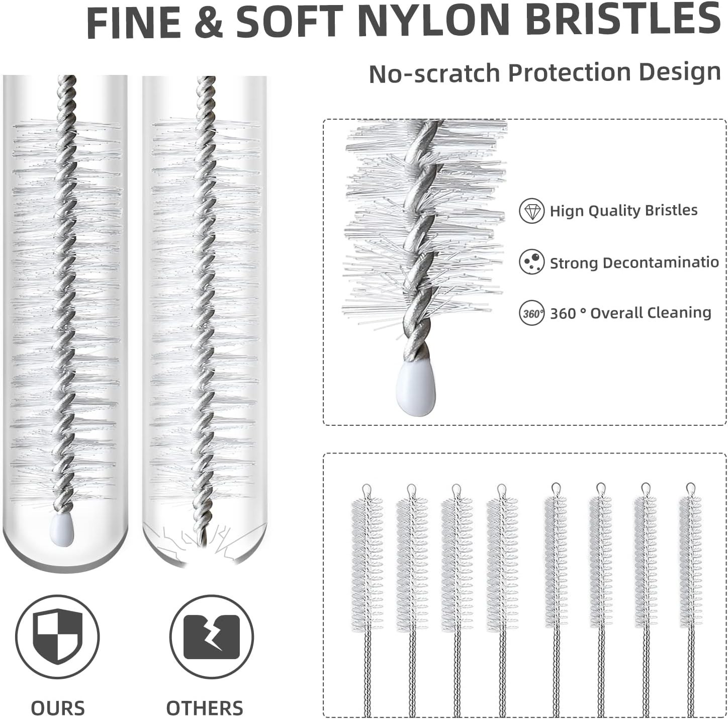 BPA-Free Long Straw Cleaning Brushes – Safe for Sippy Cups & Hummingbird Feeders
