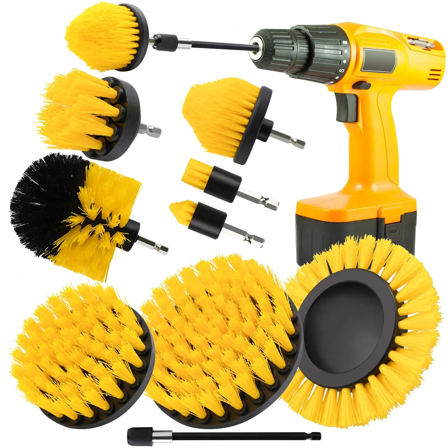 5/6/7/9 Pcs Cleaning Brush Attachment Set Power Scrubber Brush with 1/4“ Extend