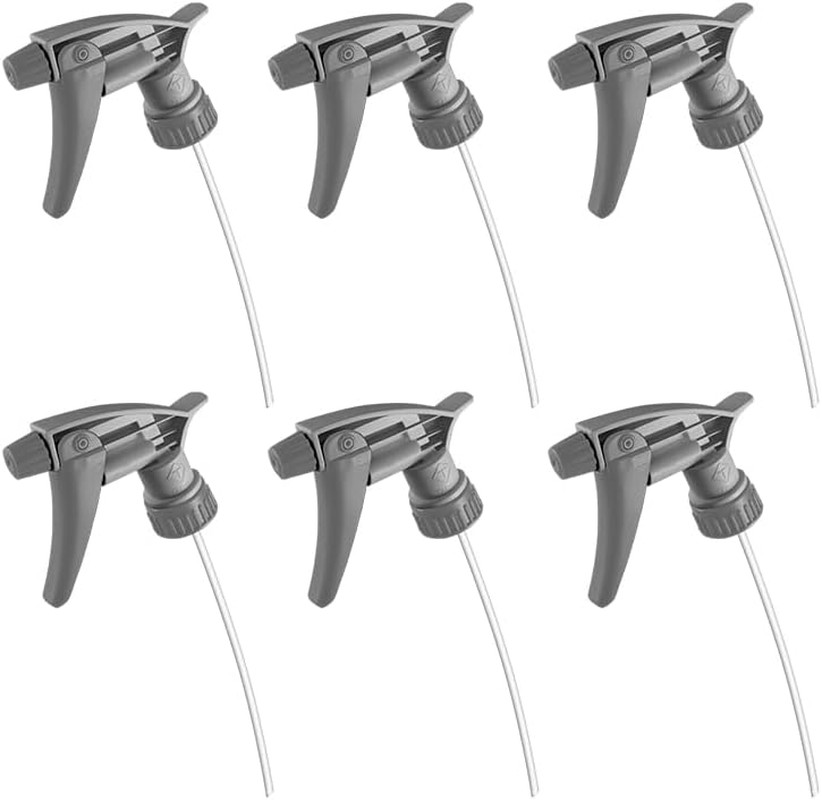 6-Pack Chemical Resistant Trigger Sprayer – Grey, 9 1/4″ | High Output Spray Bot