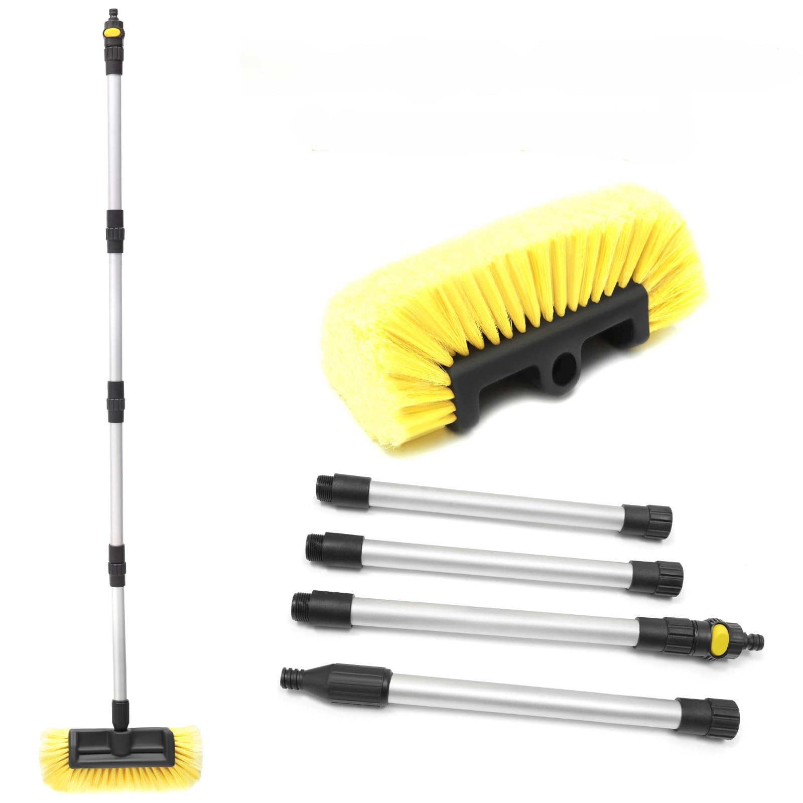 60 Inch Car Wash Brush 12 with Soft Bristle Head Flow-Through Heavy Duty Tri-Lev