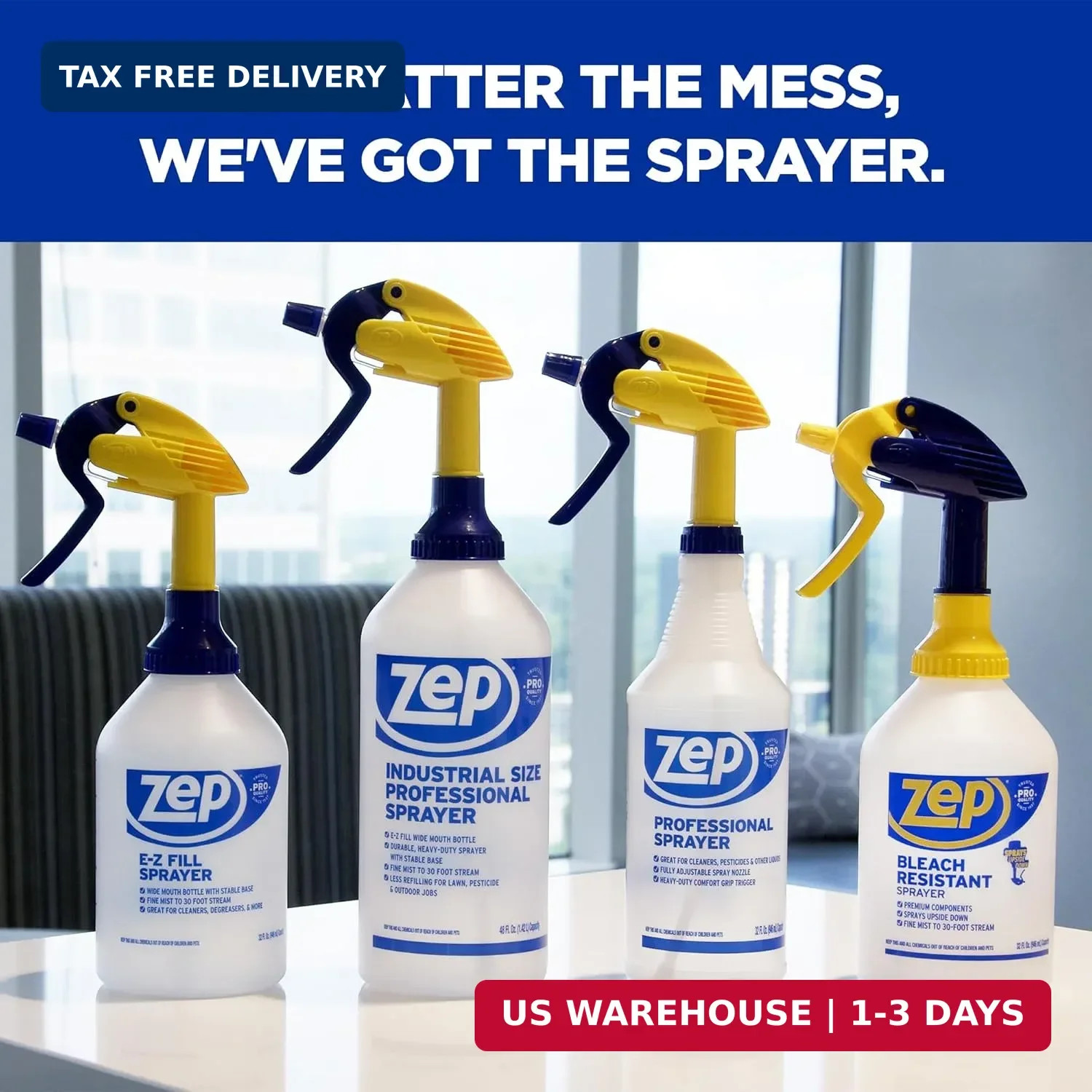 Zep New Bleach Resistant Professional Sprayer 2.0 Bottle 32 Ounces – 30 Foot Spr