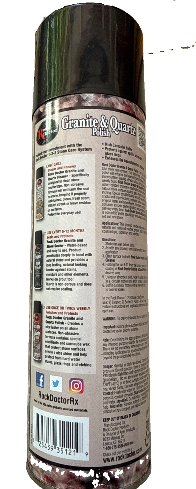 Rock Doctor Granite And Quartz Polish 21 oz Marble Travertine Carnauba Shine