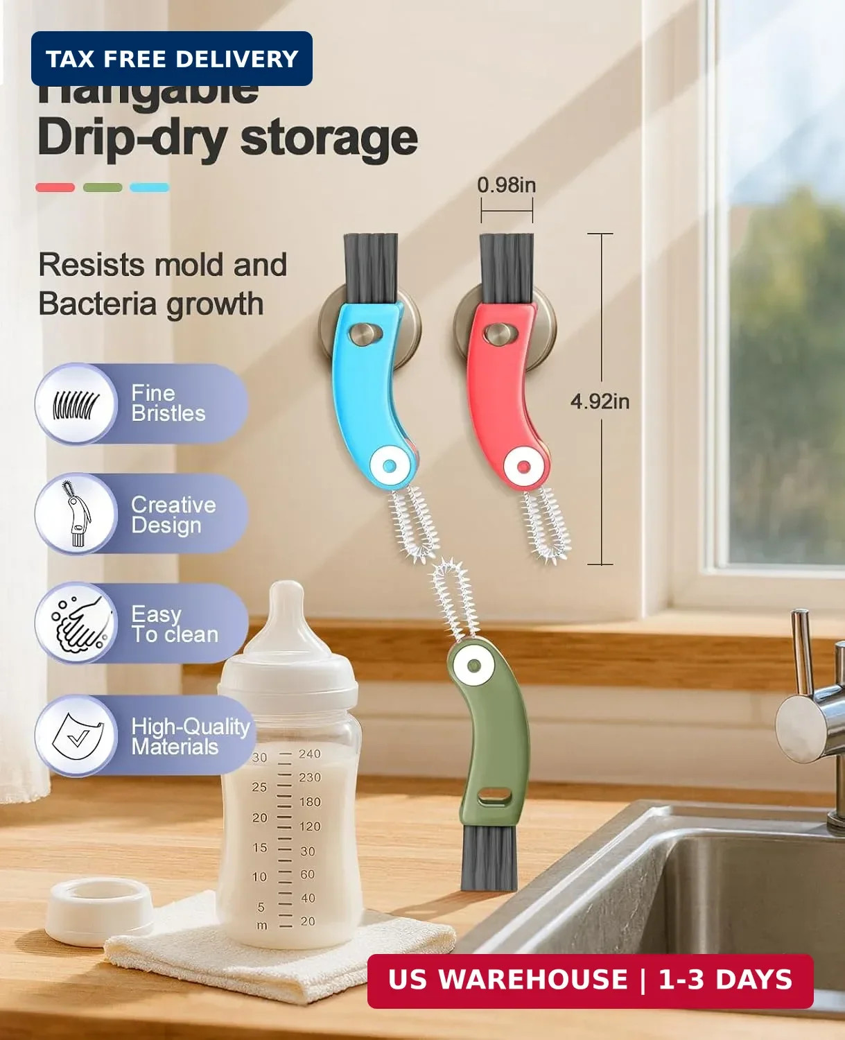 3 in 1 Cup Lid Cleaning Brush 3 PCS – Multifunctional Cleaning Brush Set for Tig