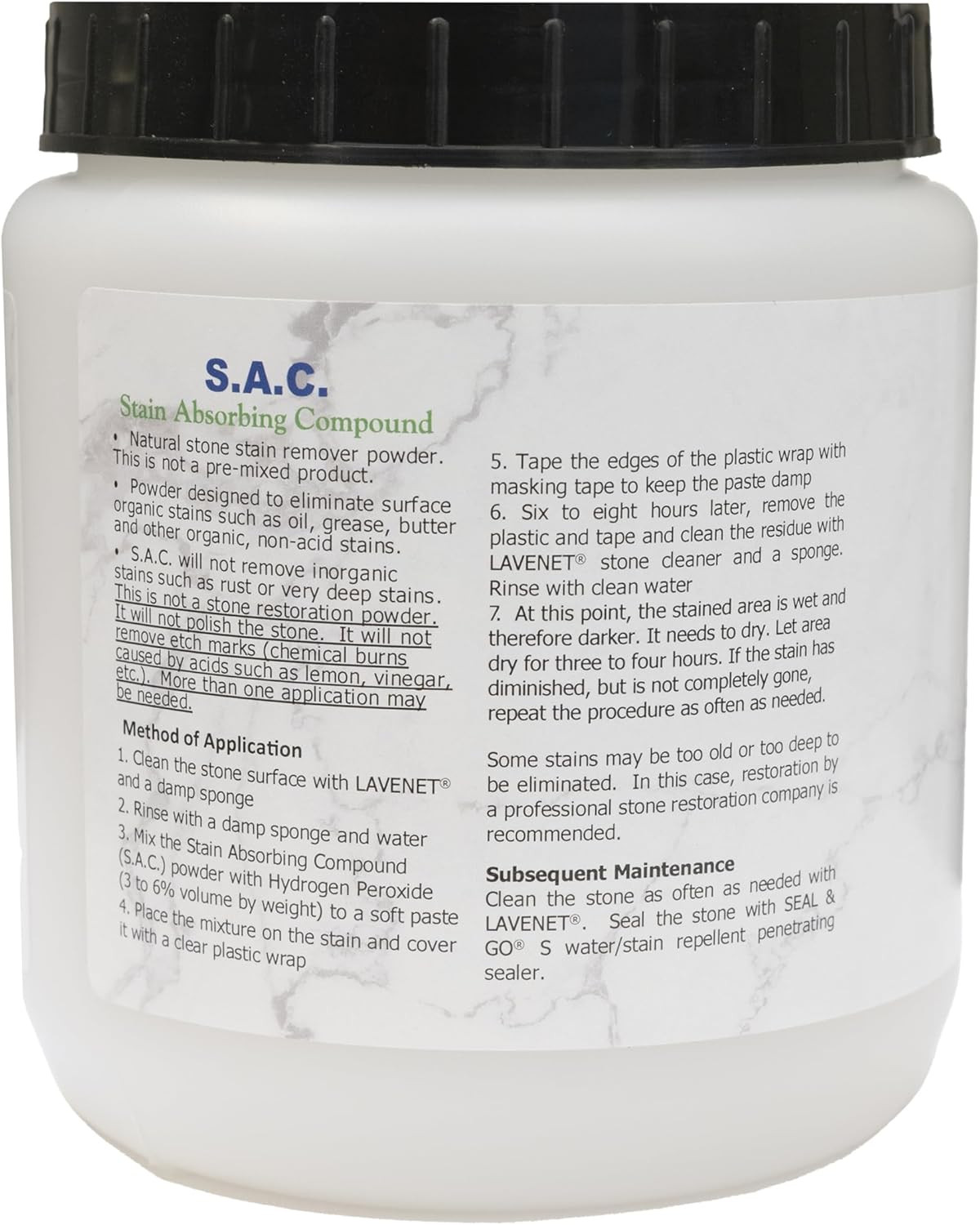 SAC Poultice Powder (2.2 Lb) Powder to Remove Organic Stains Such as Oil, Grease