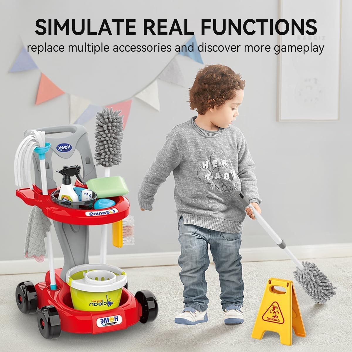 Kids Cleaning Toy Set, 29-Piece Detachable Educational Play Set for Toddlers
