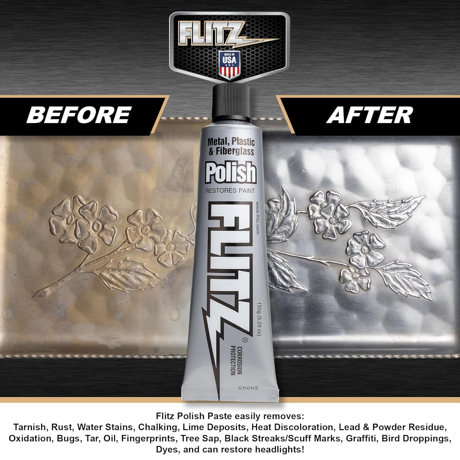 Flitz Multi Purpose Cleaner Polish 5.29 Oz Safe For Metal Plastic Fiberglass