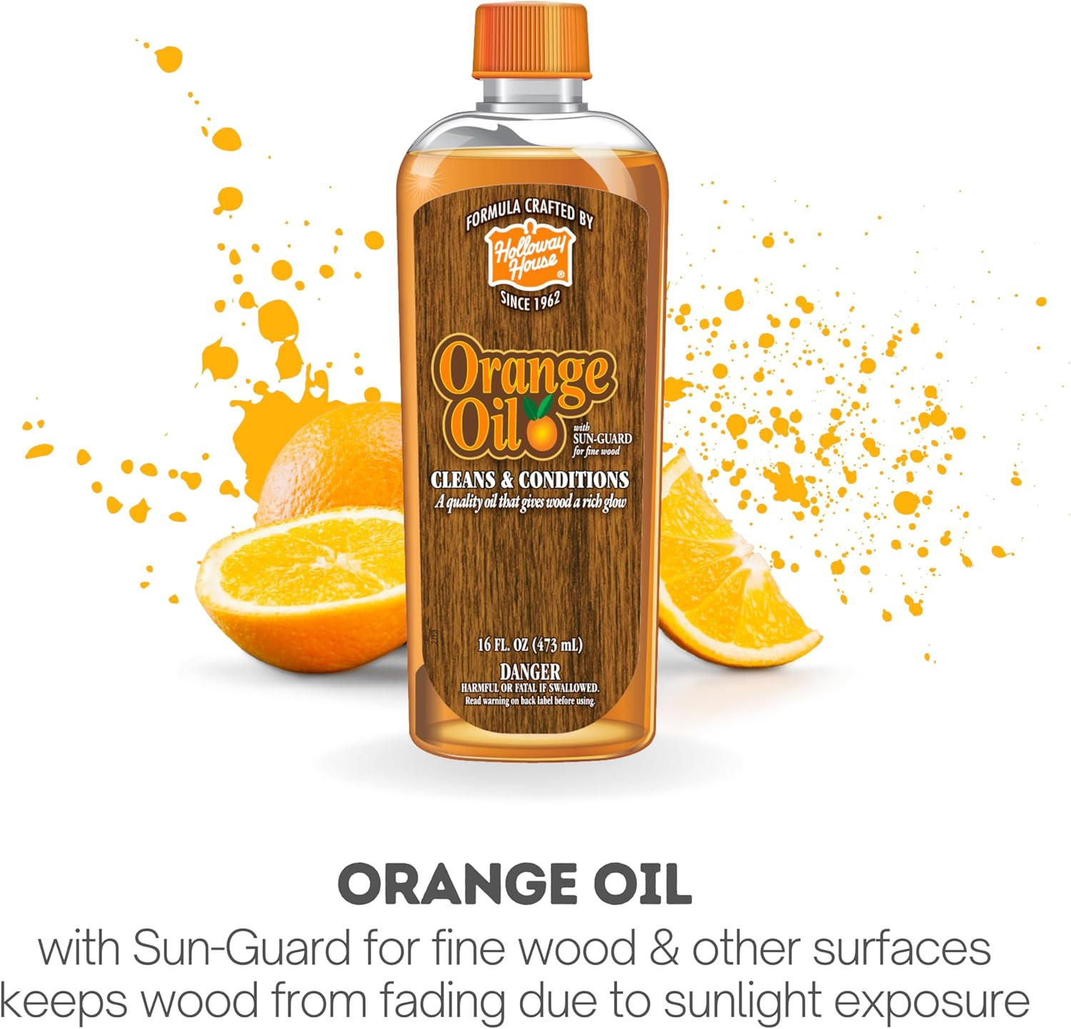 Holloway House Orange Oil Cleaner 16 Oz Wood Tile Stainless Steel Cleaner