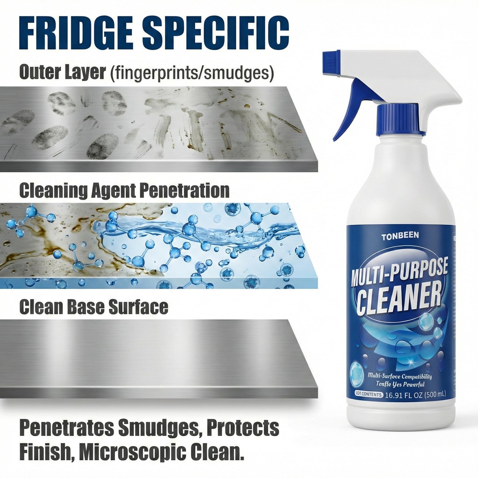 Refrigerator Cleaner Spray for Kitchen Appliances, Multi-Surface Cleaning Sol…