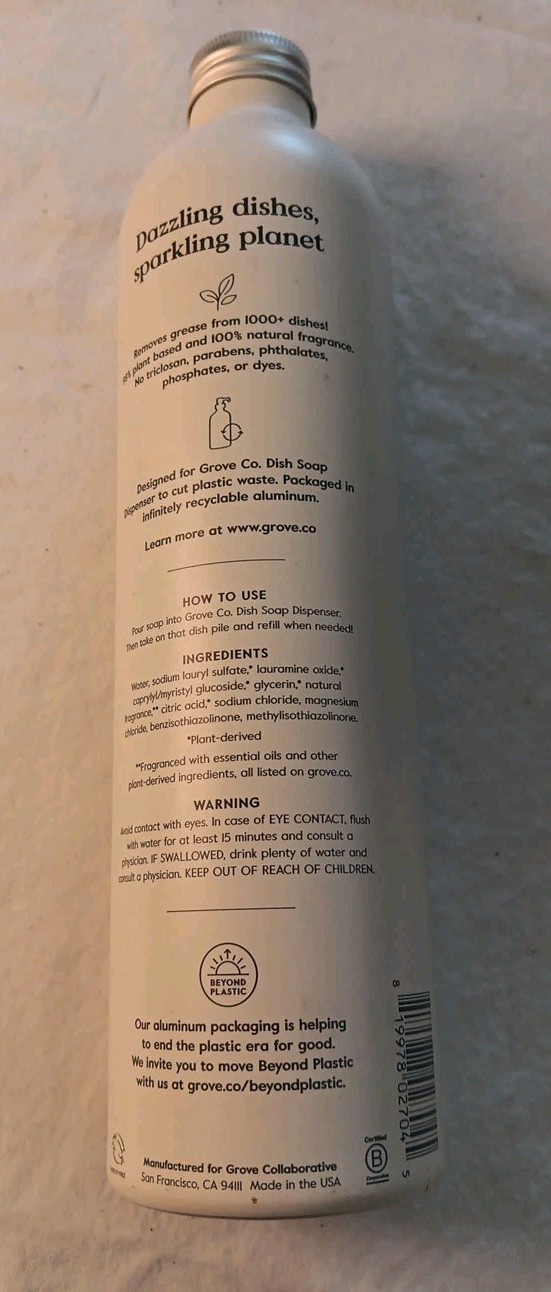 Grove Co. Ultimate Dish Soap Refill, Lavender Blossom & Thyme, 16 fl oz (BN25)