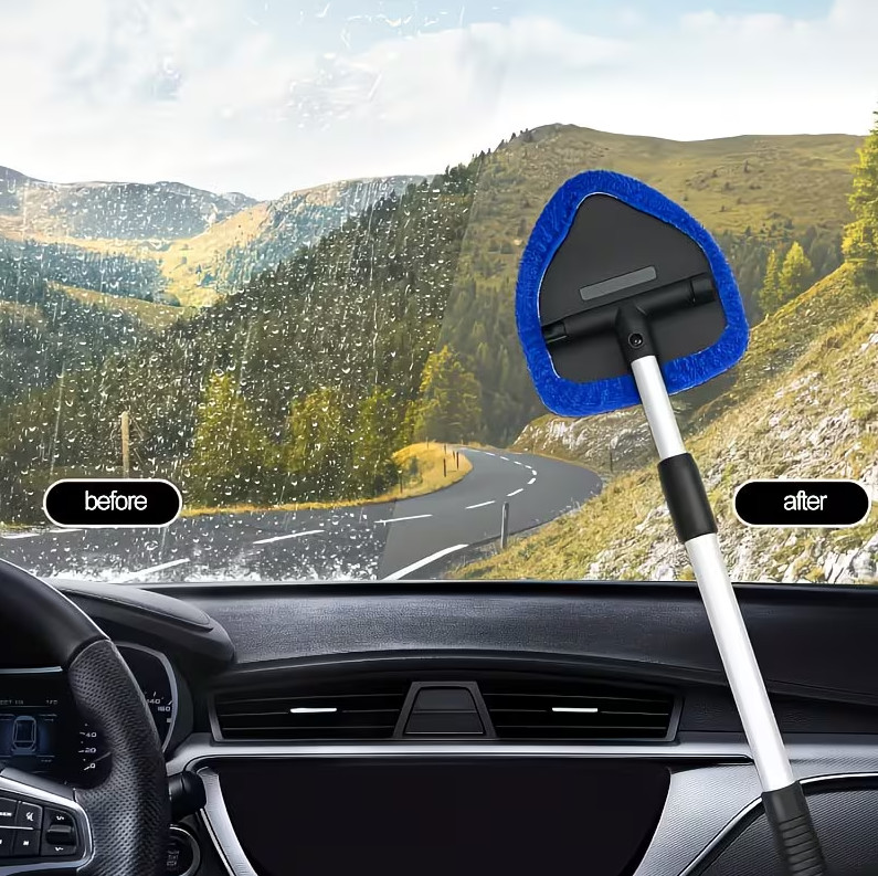 Windshield Cleaning Tool Kit Car Window Glass Wiper Cleaner Brush Pad Extendable