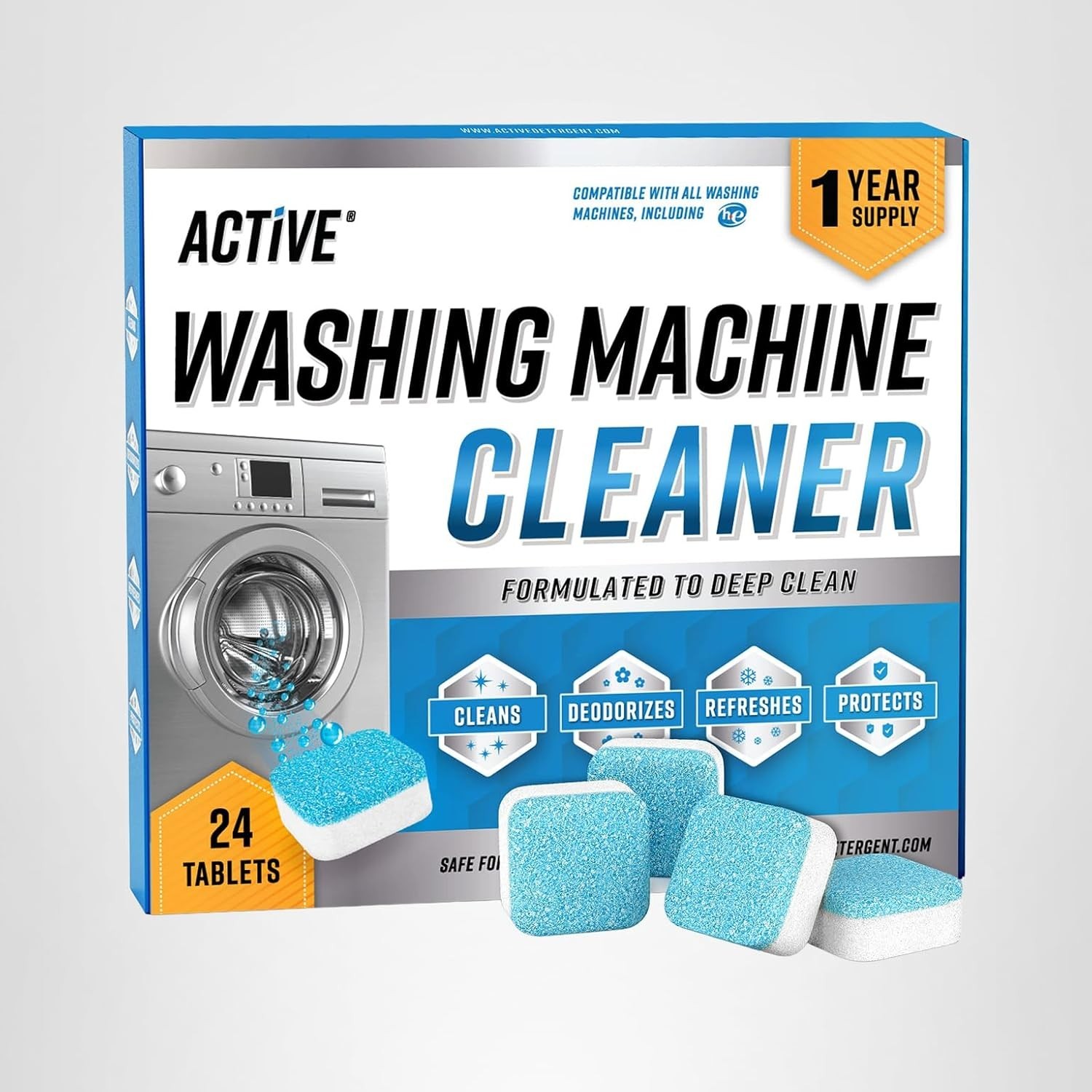 Washing Machine Cleaner Descaler 24 Pack – Deep Cleaning Tablets For HE Front Lo