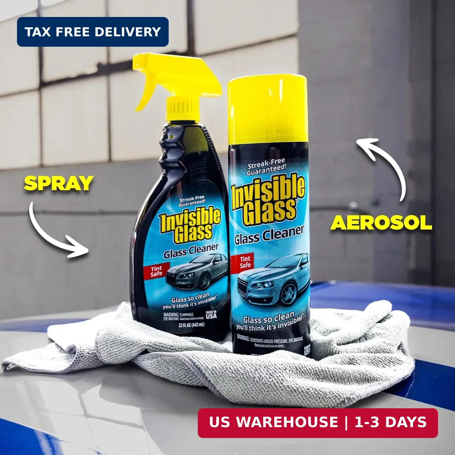 Invisible Glass 91164-6PK Premium Aerosol Glass Cleaner Spray for Car Windshield