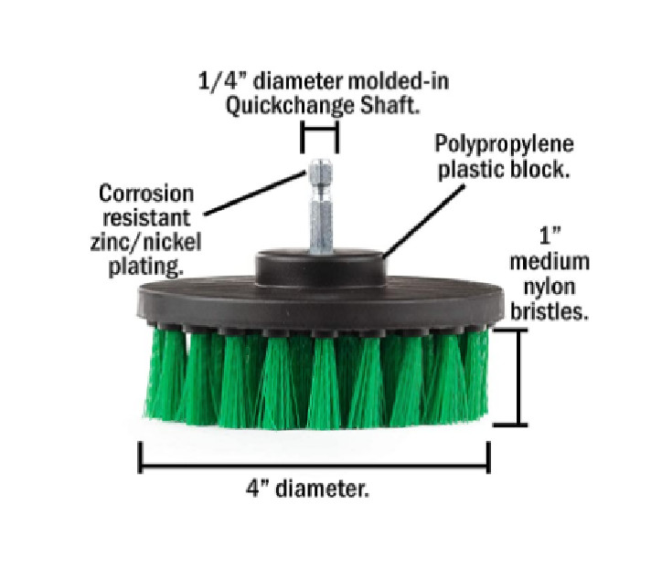 2pcs 4 inch Drill Brush for Cleaning Kitchen,Stoves,Cabinets Medium Duty GREEN