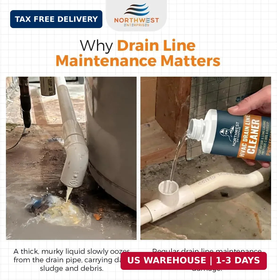 AC Drain Line Cleaner and Unclogger – Air Conditioner Cleaner Prevents Build-Up