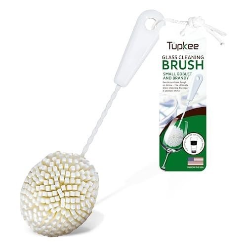 Tupkee Small Goblet Glass Cleaning Brush – Soft Non-Scratch Foam Bristles