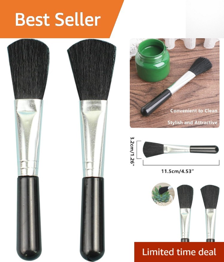Elegant Black 2-Pc Duo: Plant Leaf Cleaner & Miniature Moss Brush for Gardens