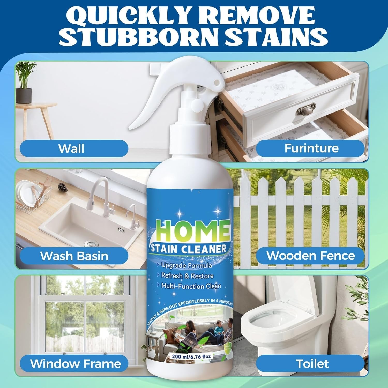 Multipurpose Wall Cleaner Spray – Mold Stain Cleaner for Home Surfaces – Bathroo