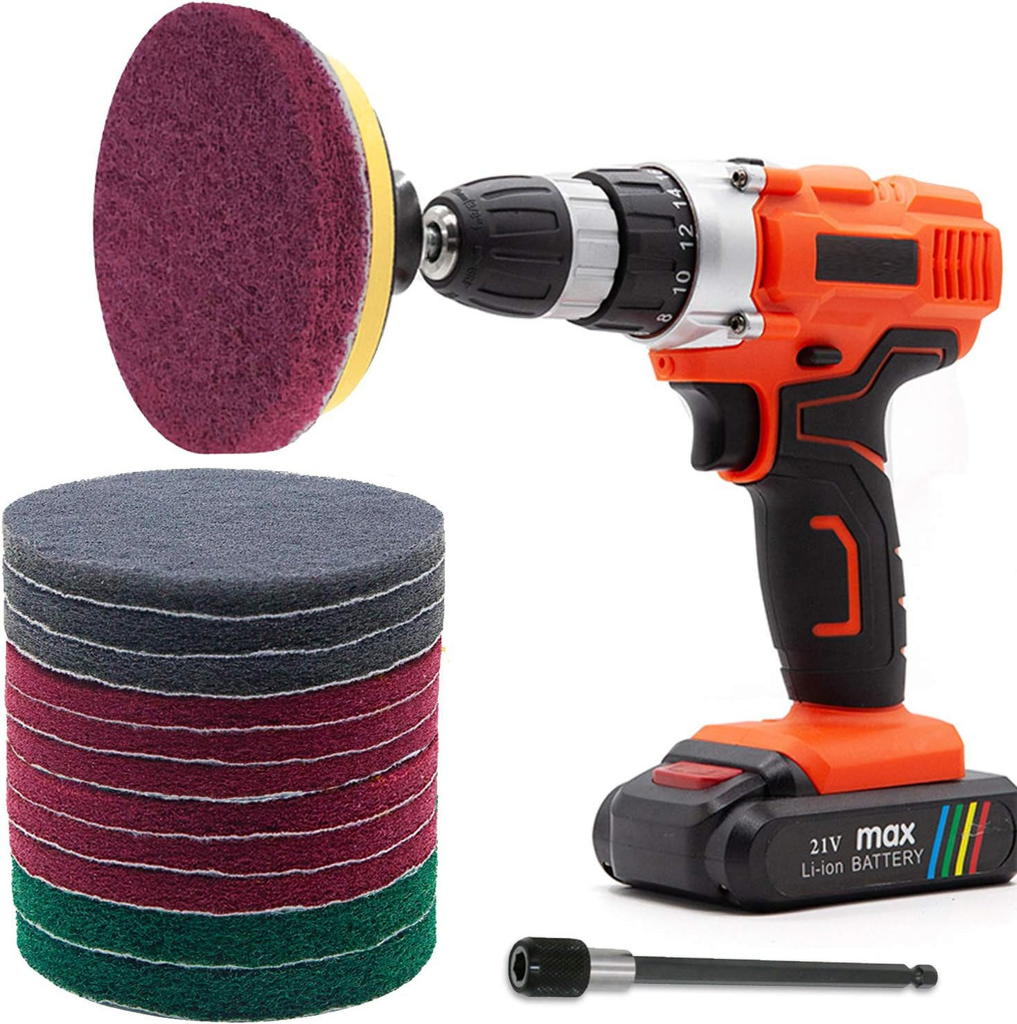 Power Scrub Pads Drill Attachment, GOH DODD 15 Pieces 5 Inch Headlight Restorati