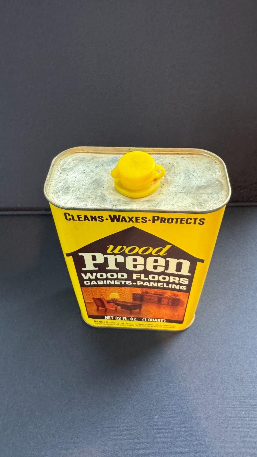 WOOD PREEN 1 QT 32oz CLEANER WAX PROTECTS Yellow Can Kiwi Polish Co Discontinued