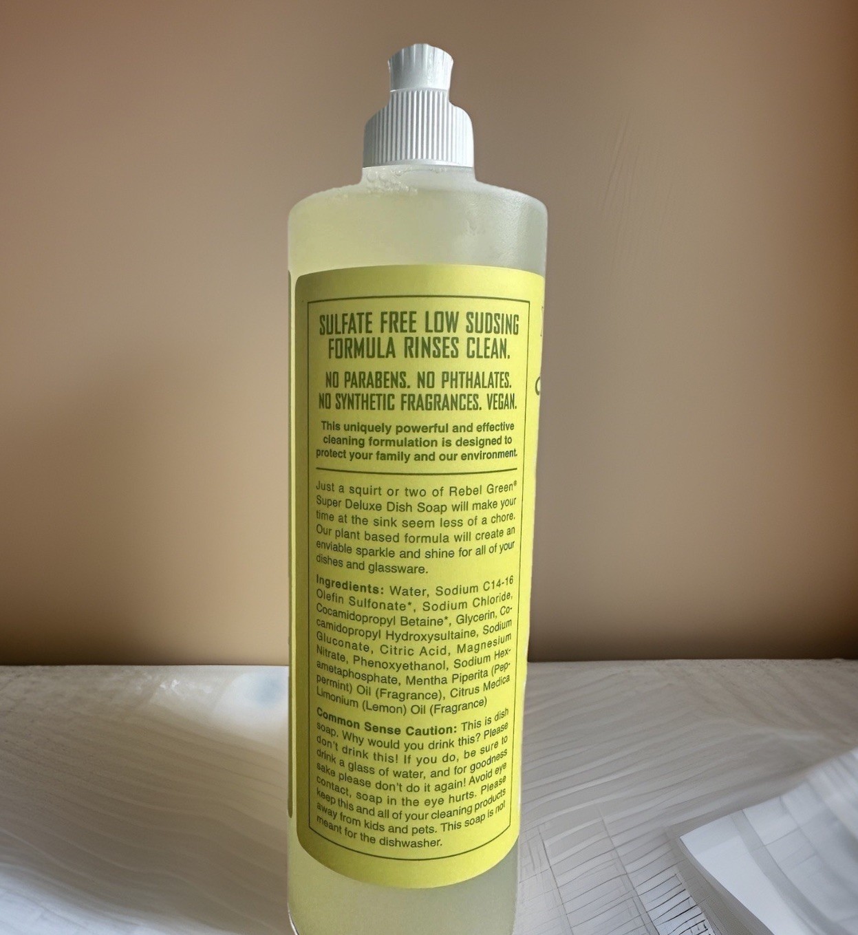Rebel Green Dish Soap Peppermint Lemon 32 oz (2 x 16 oz) Sulfate Free Vegan