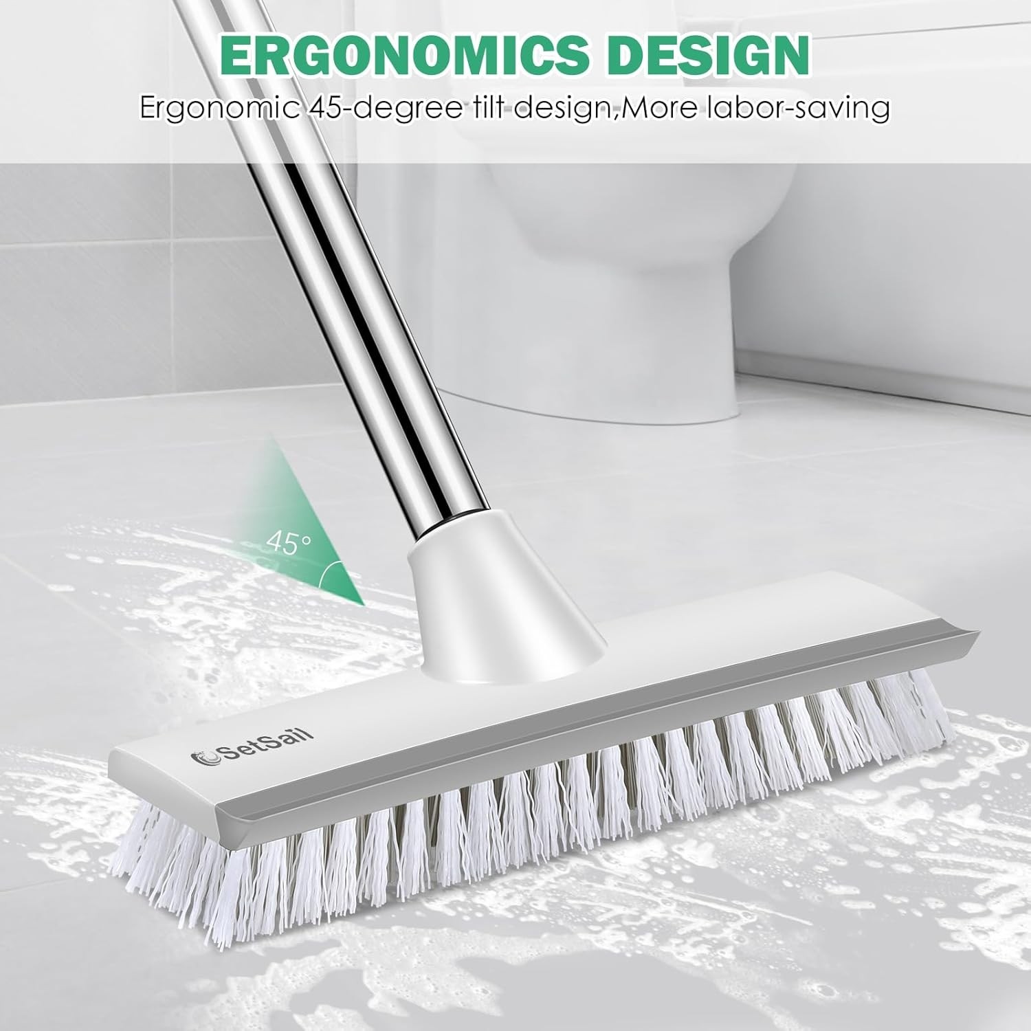 SetSail Floor Scrub Brush 51″ Adjustable 2 in 1 Scraper