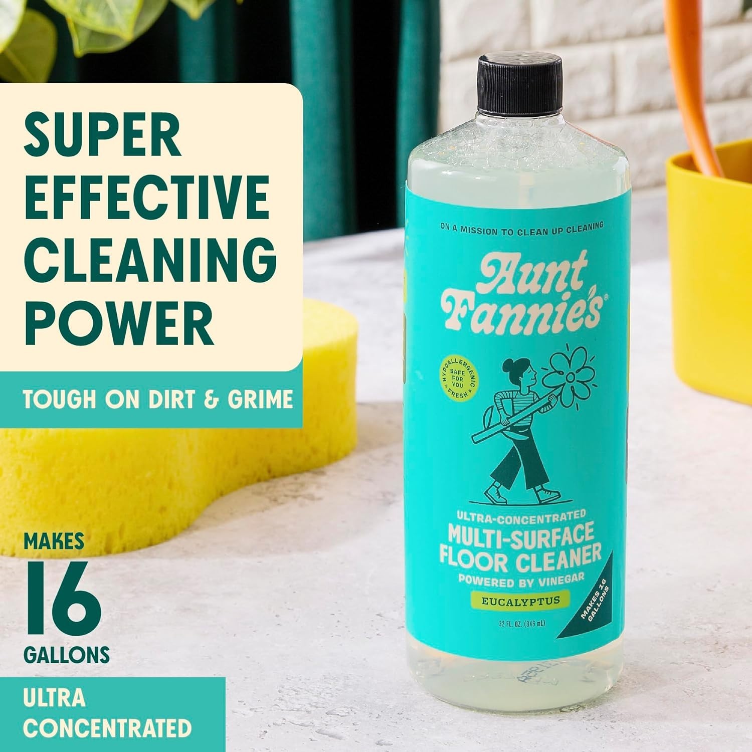 Eucalyptus Scented Vinegar Floor Cleaner – 32 oz (Pack of 6)