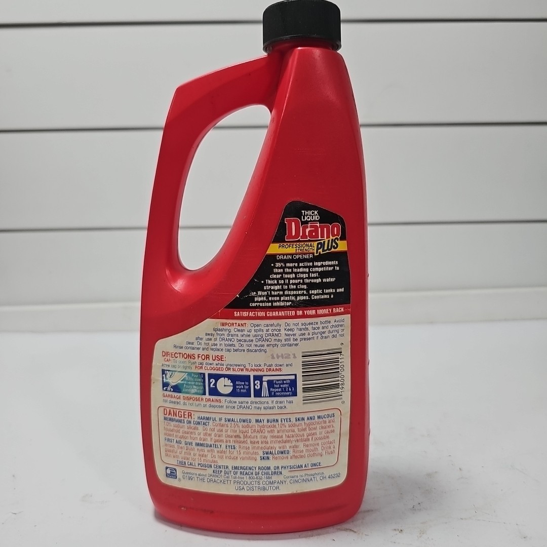Vtg 1991 Liquid Drano Professional Strength NOS 32 Fl. Oz. TV Movie Stage Prop