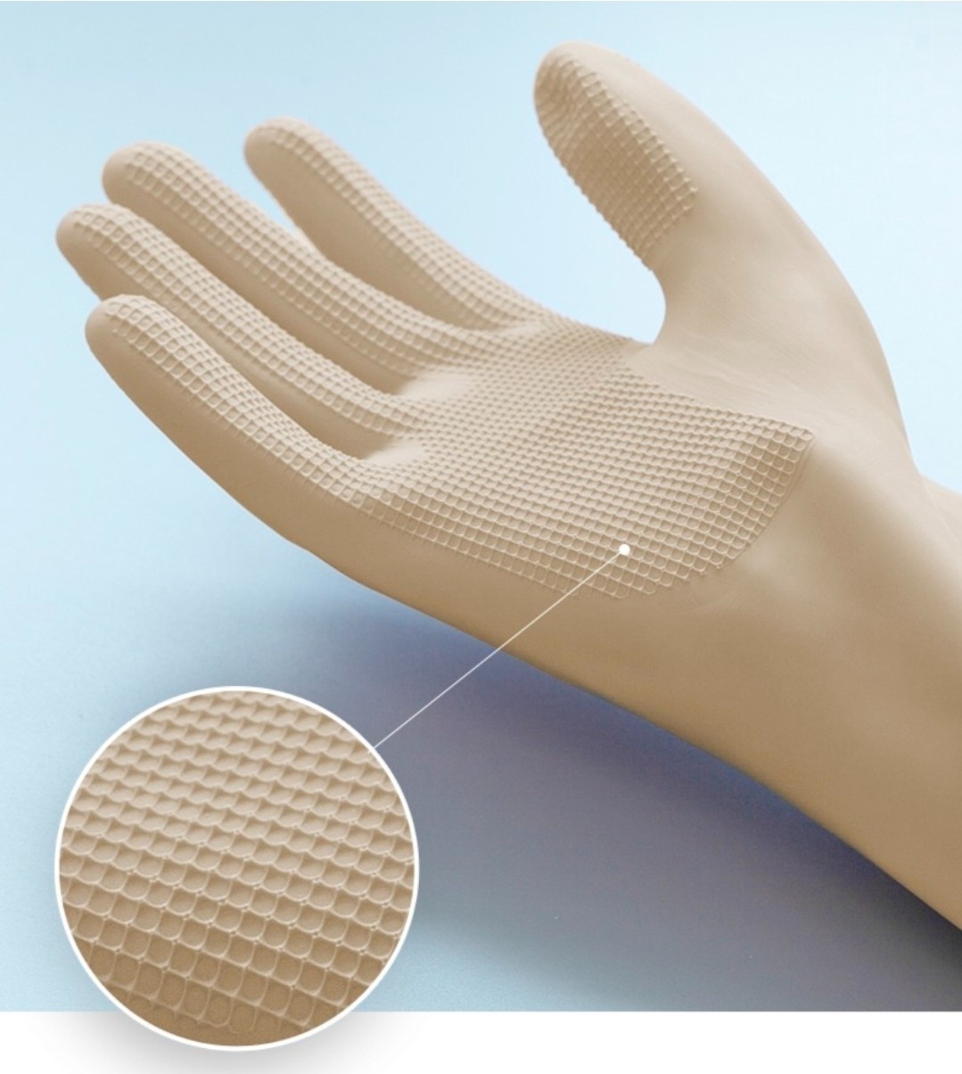 Made in Korea Premium Rubber Dishwashing Gloves 3 Pairs Long Cuff Non-Slip