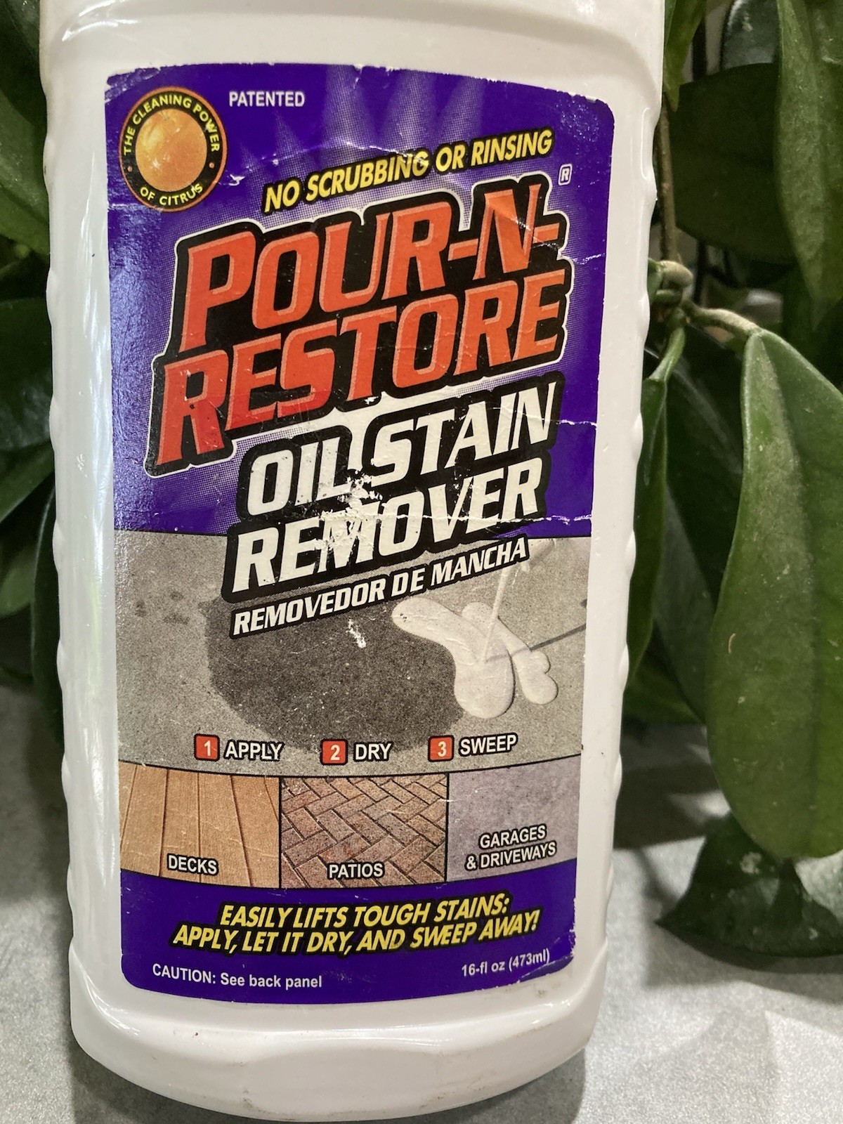 Oil Stain Remover Pour-N-Restore No Scrubbing or Rinsing 16 fl oz – Unopened