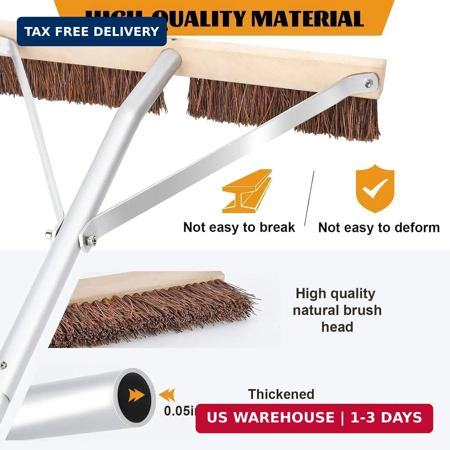 Leaf Roof Brush and Roof Rake, Adjustable Length Roof Cleaning Tool, Remove Roof