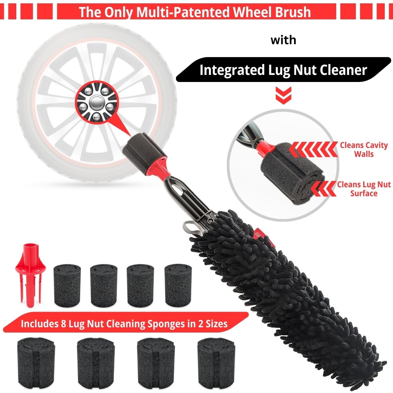 Wheel Cleaning Brush Car Detailing Kit – Rim Brush, Lug Nuts and Wheel Cleane…