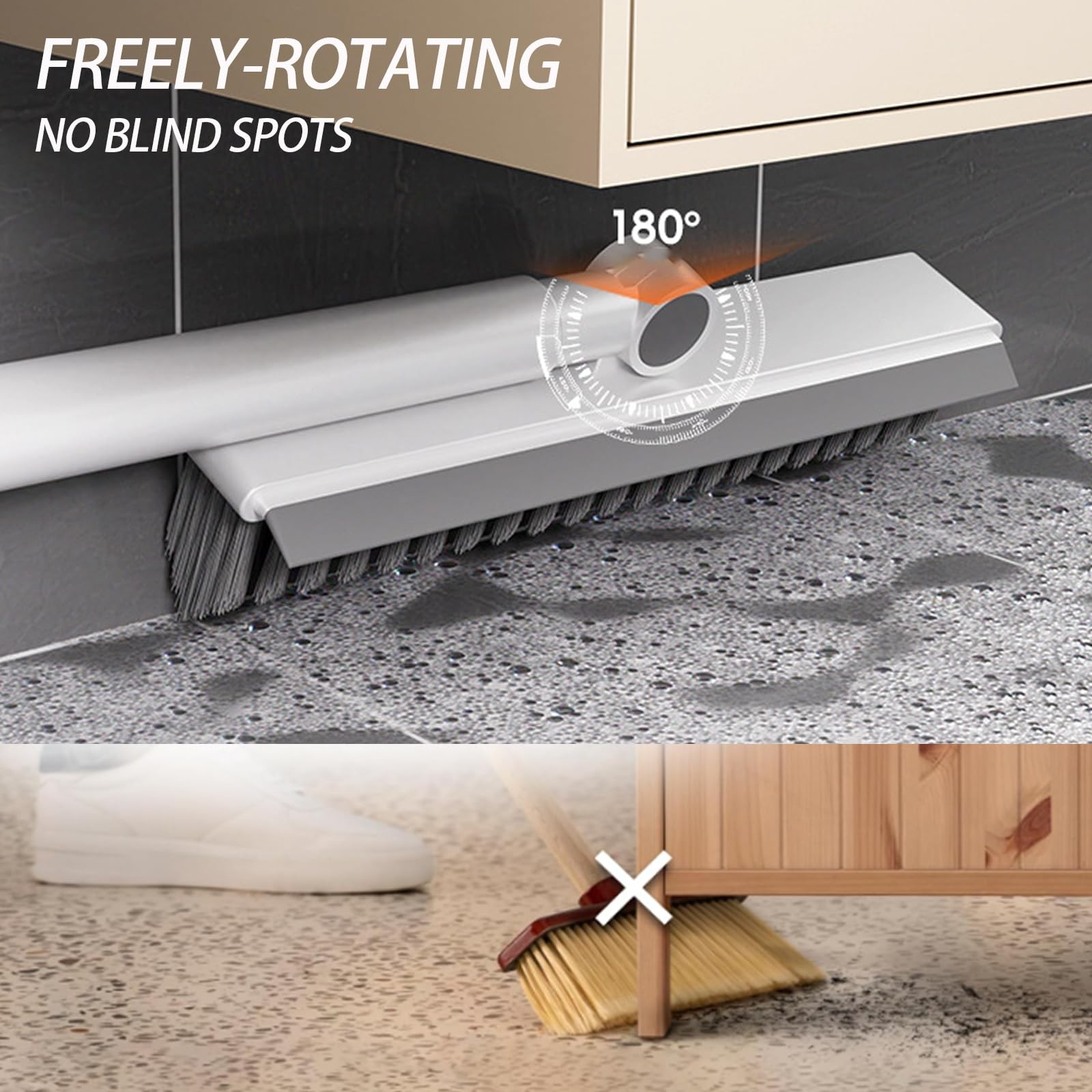 Floor Scrubbing Brush with 57″ Adjustable Long Handle,3 in 1 Living Grout Bru…