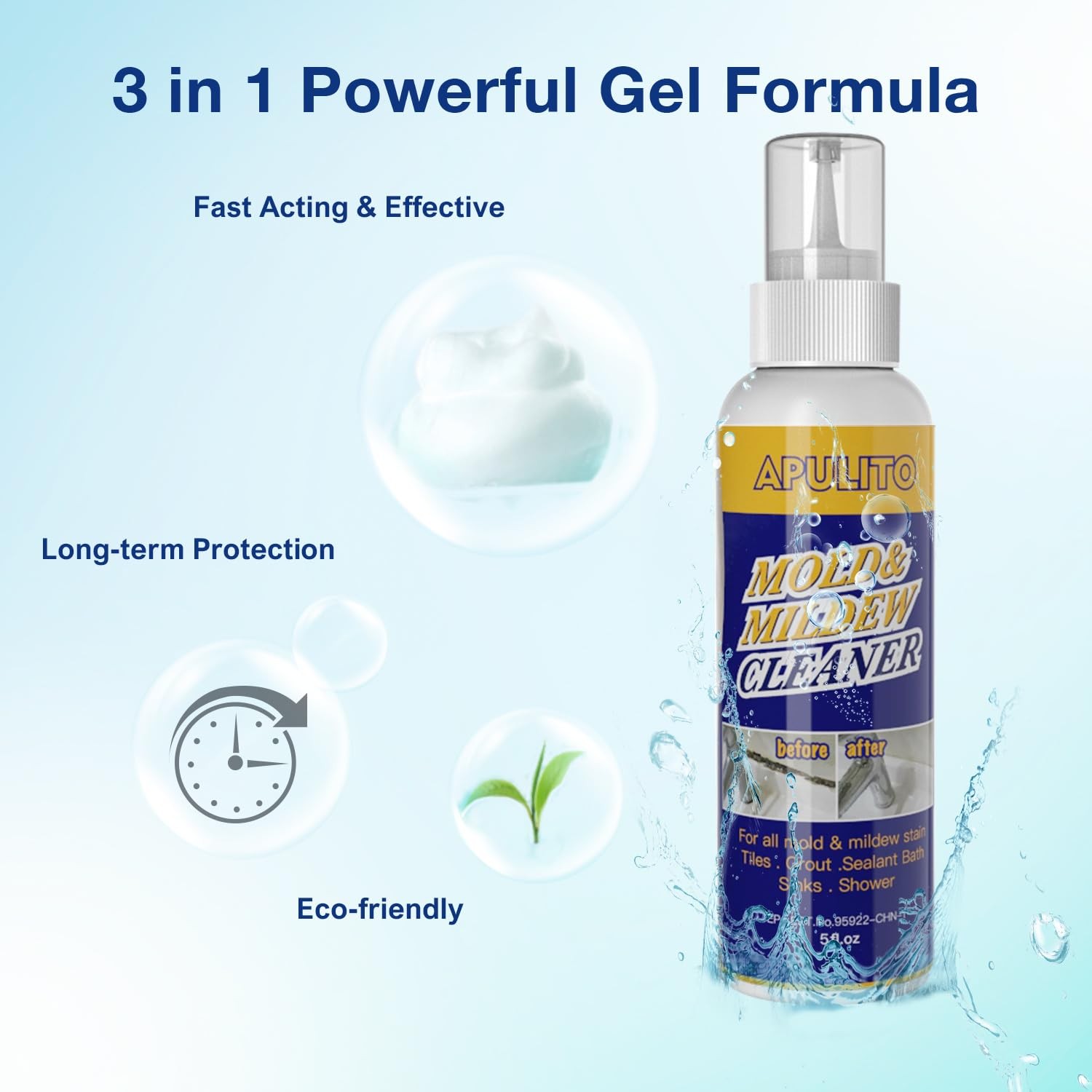 Household Cleaner Gel for Stains – Long-Lasting Bathroom, Kitchen, Sink & Til…