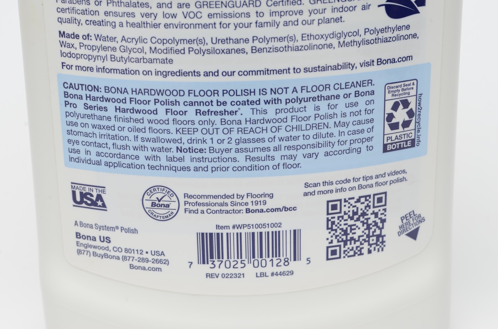 Bona Hardwood Floor Polish High Gloss 32oz Shine Restorer Refill Bottle New