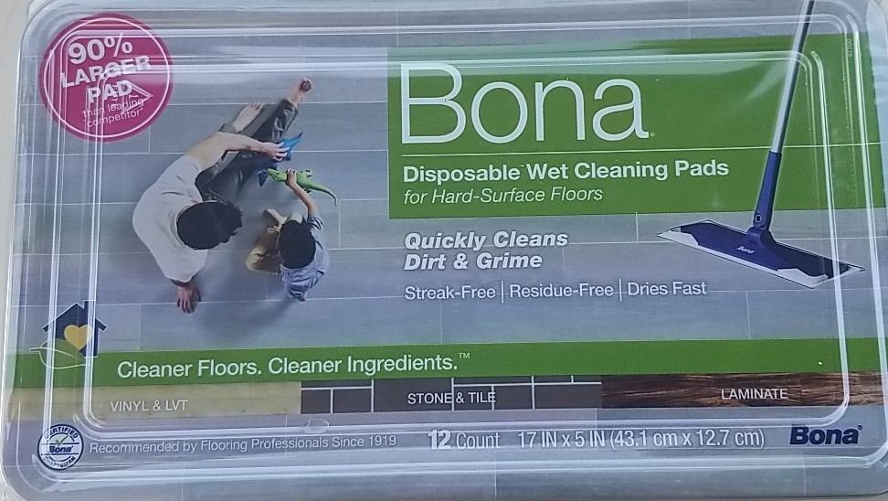 Bona Multi-Surface Floor Disposable Wet Cleaning Pads – 12 Count Each