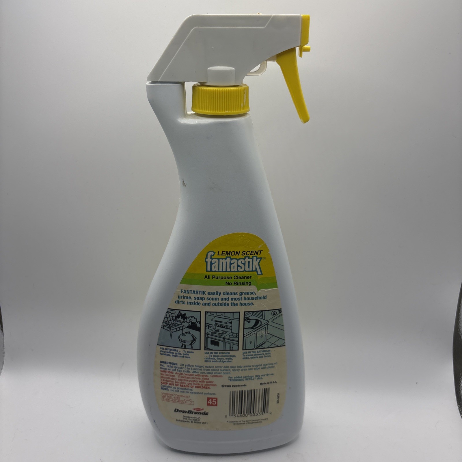Vtg 1989 Fantastik Yellow Lemon Scent All Purpose Cleaner 32 Oz Prop 70% Full