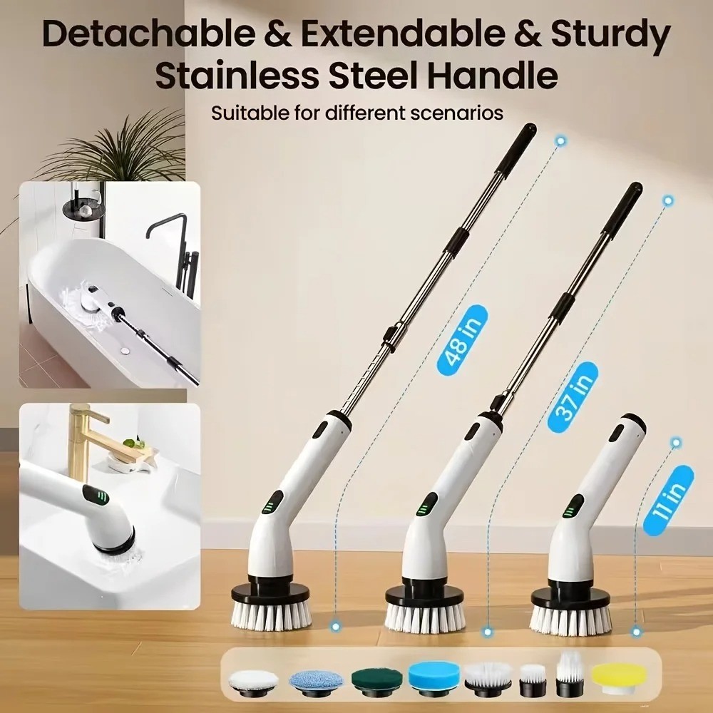 9 IN 1 Electric Spin Scrubber Cordless Power Cleaning Brush Rechargeable cleaner