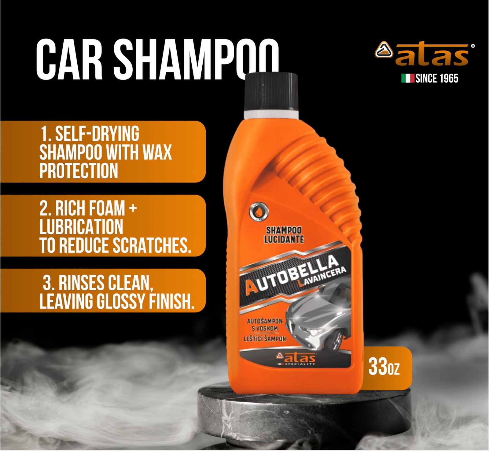 pH Neutral Car Wash Soap High Foaming Wax Safe Ceramic Glossy Finish 33.8 Oz