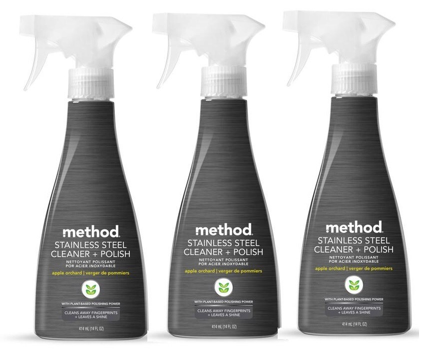 3 ~Method Stainless Steel Cleaner + Polish Apple Orchard Scent Plant Based 14 oz