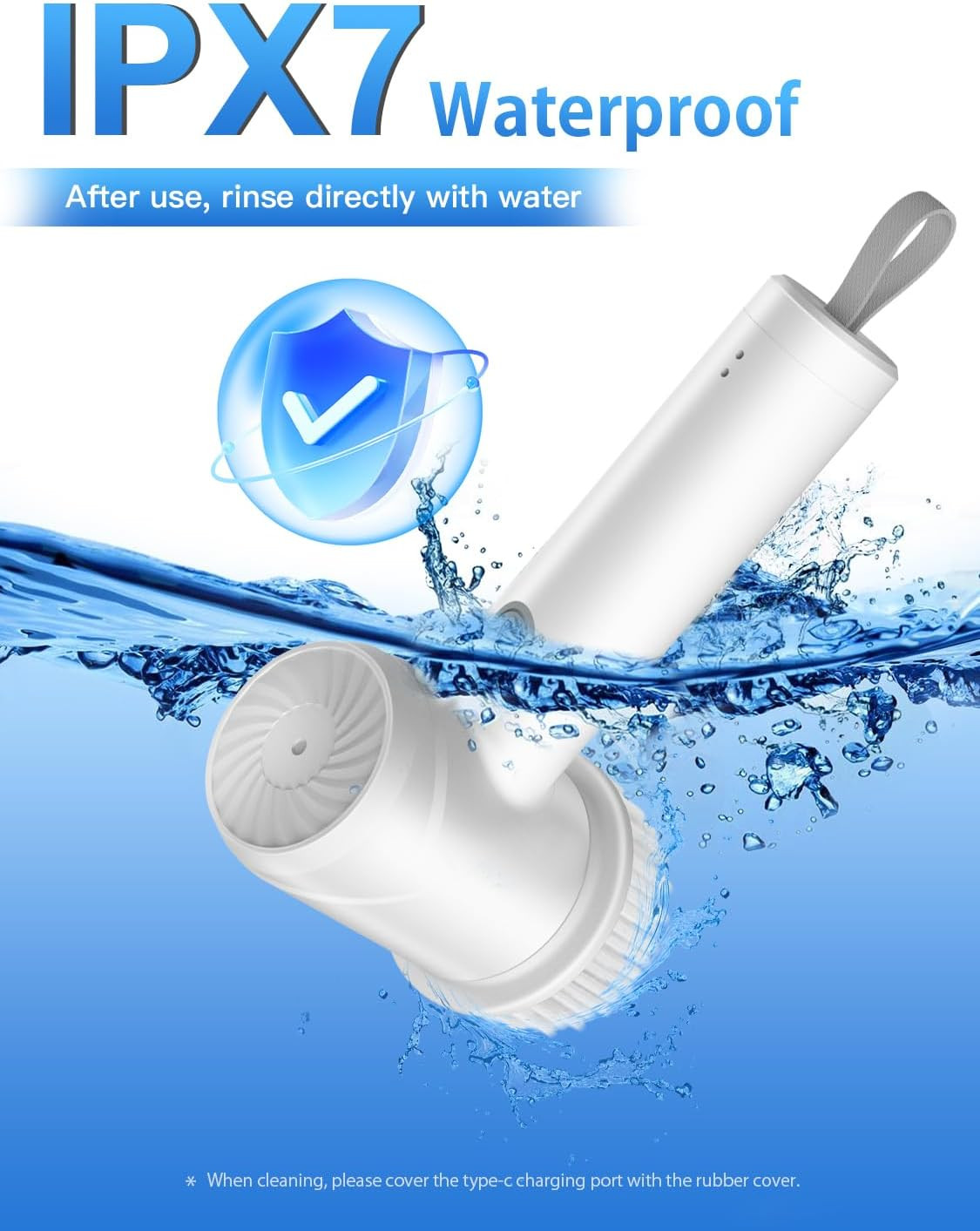 Electric Spin Scrubber Waterproof with 6 Heads 2 Speed Settings Cordless Shower