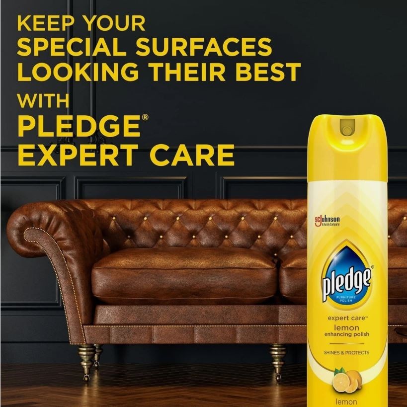 Pledge Enhancing Polish, Furniture & Wood Spray, Lemon Scent, 9.7Oz (Pack of 3)
