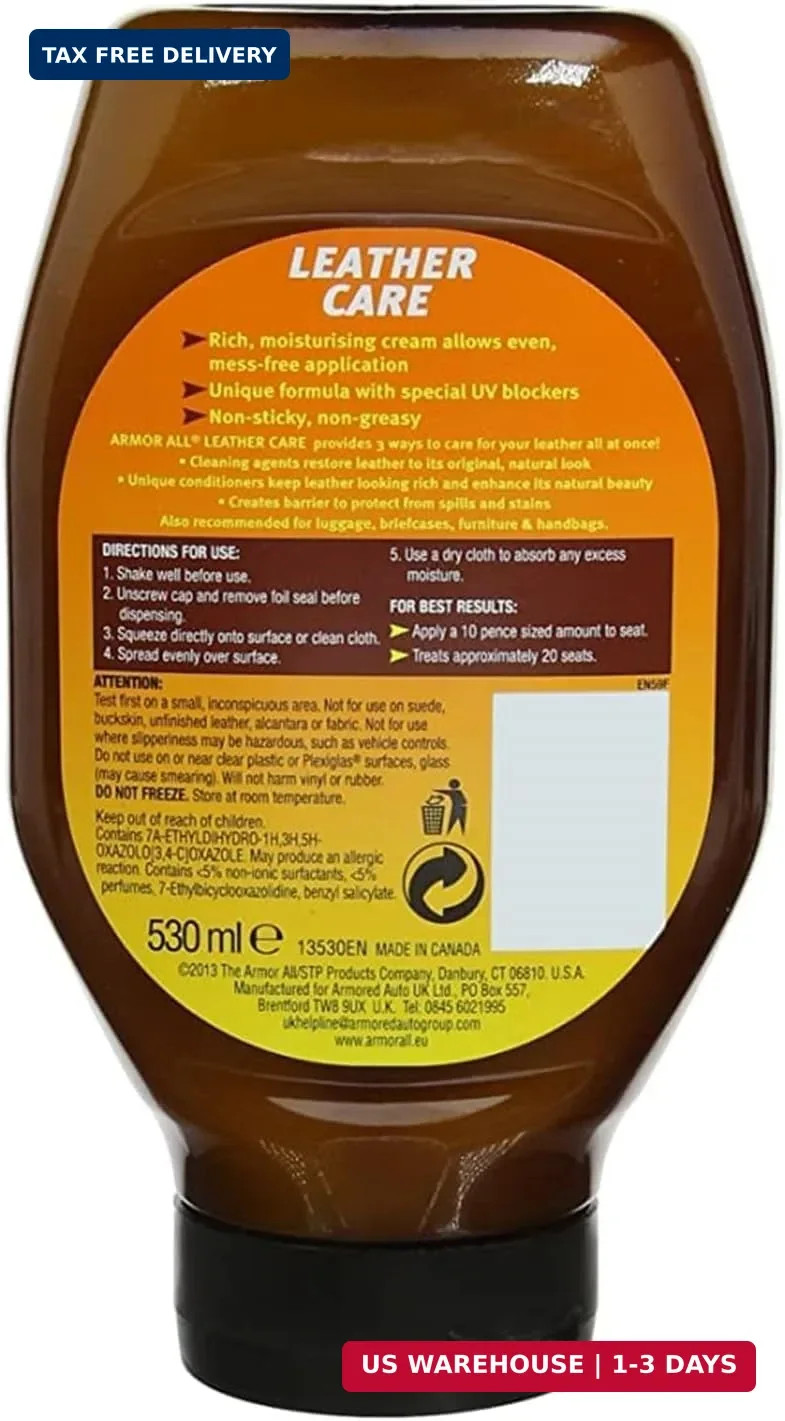 Armor All Car Leather Conditioner Gel, Interior Cleaner for Cars, Trucks and Mot