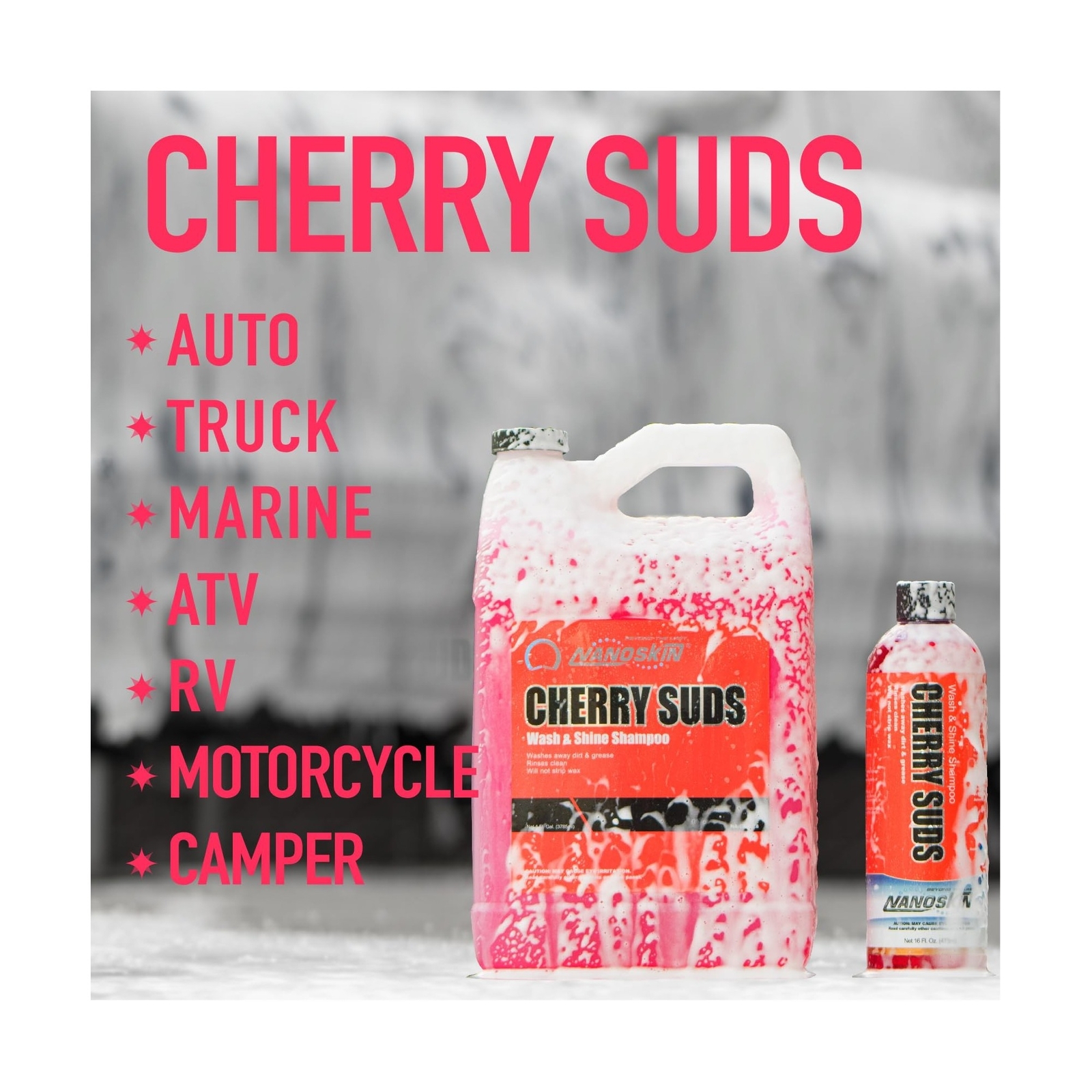 Nanoskin CHERRY SUDS Foaming Car Wash Concentrated Shampoo 5 Gallons for Foam…