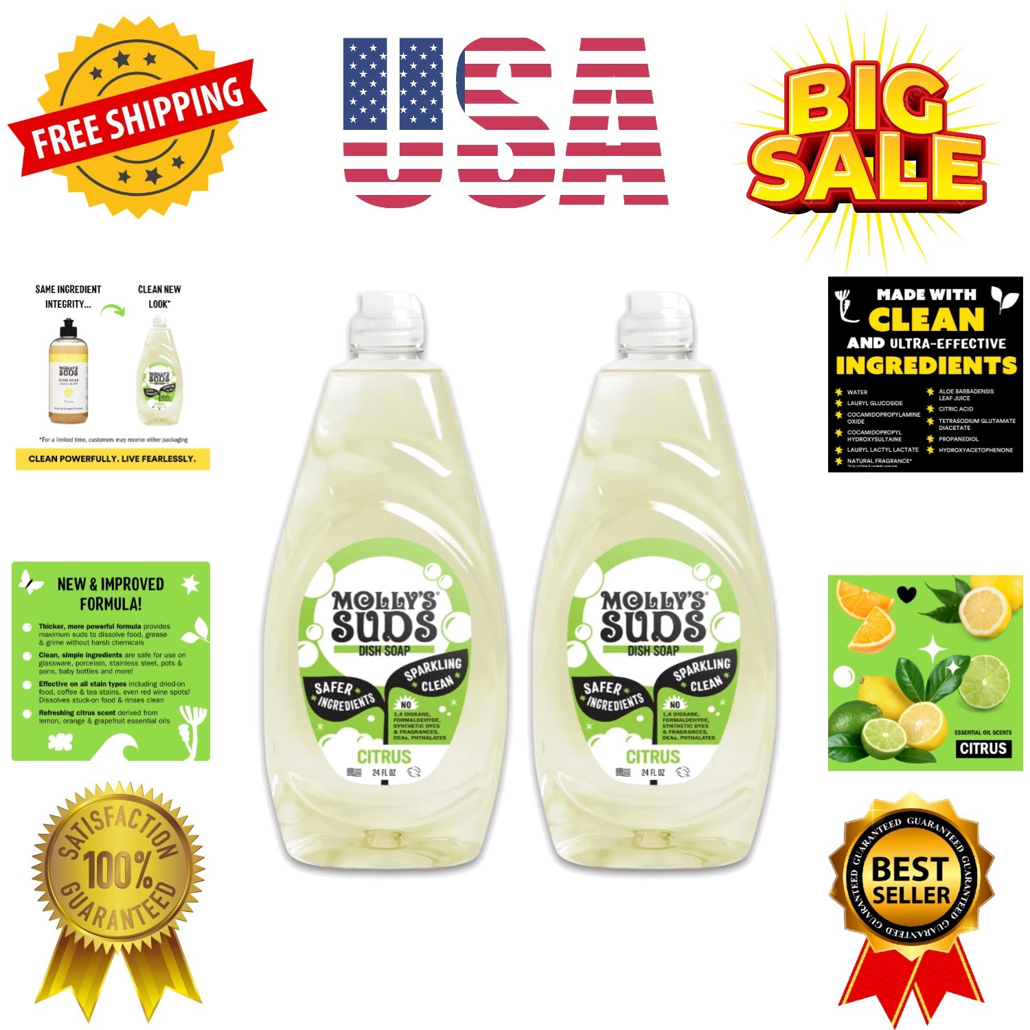 Liquid Dish Soap | Clean, Simple Ingredients | Extra Scrubbing Power | Citrus…
