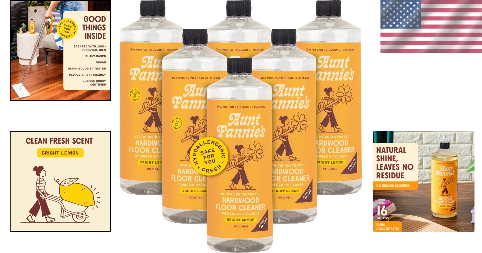 Ultra Concentrated Hardwood Floor Cleaner 6pk – Plant Based, Lemon Scent, 32oz