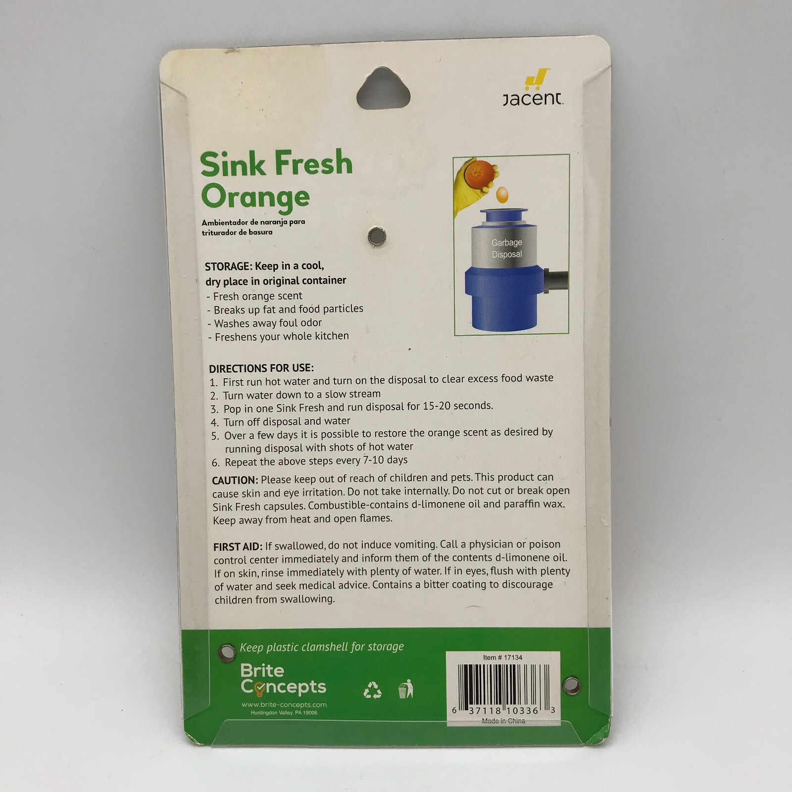 Sink Fresh Orange Garbage Disposal Cleaner Deodorizer
