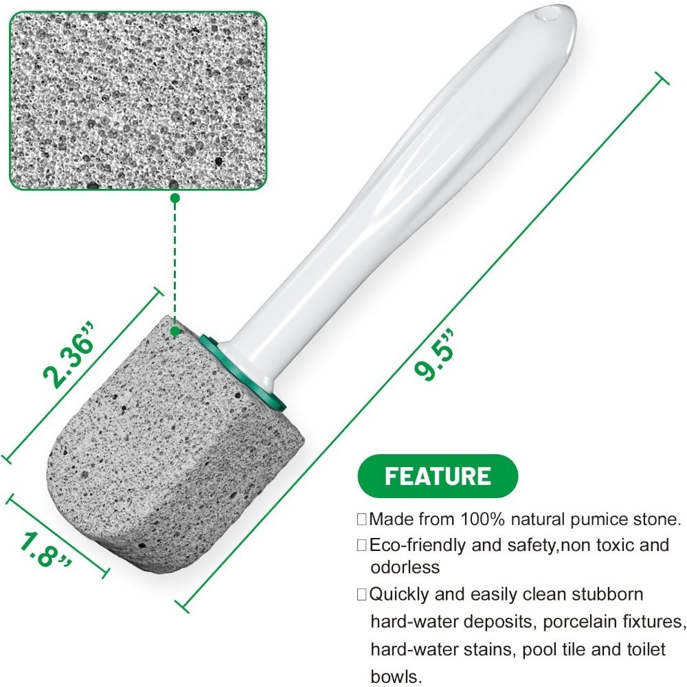 Toilet Bowl Cleaner Pumice Stone Scrubber with 30cm Long Handle Wand Refills for