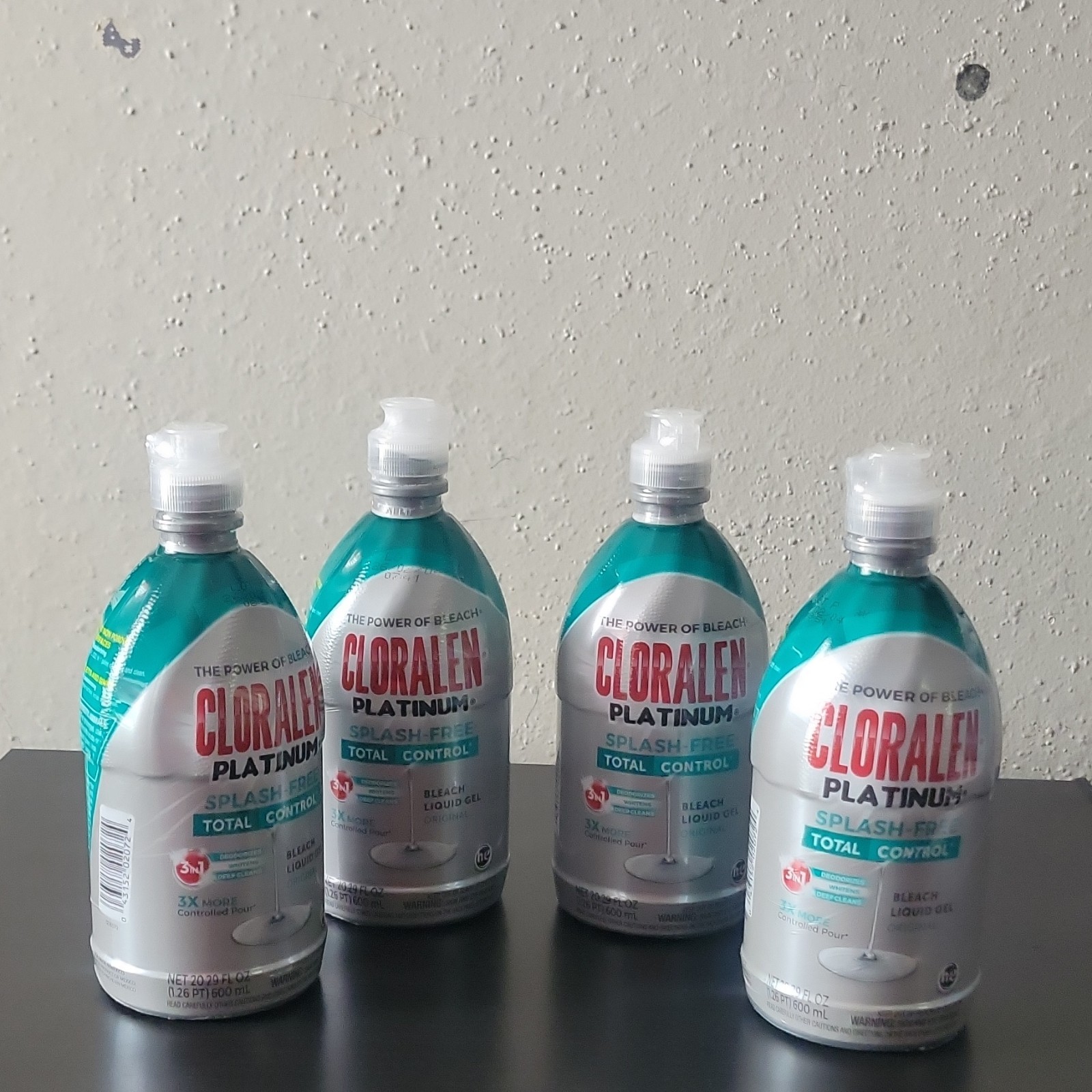 Cloralen Platinum Splash Free Bleach Liquid Gel, 20.29 fl oz pack of 4 bottles