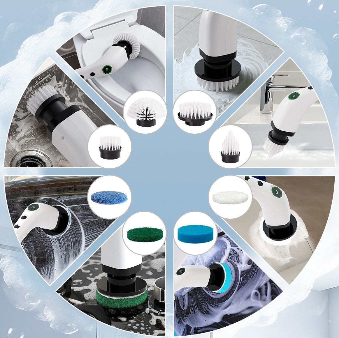 Electric Bathroom Cleaning Brush,Cordless Spin Scrubber FullBody Waterproof IPX7