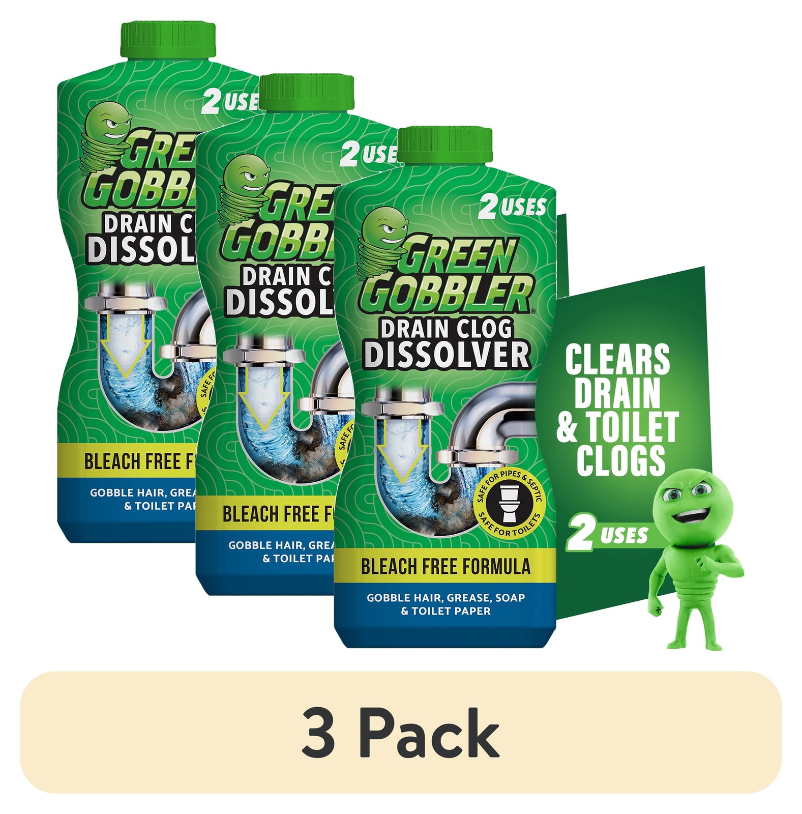 3 pack Drain Clog Dissolver Drain Opener-Cleaner ,Toilet Clog Remover 31 oz